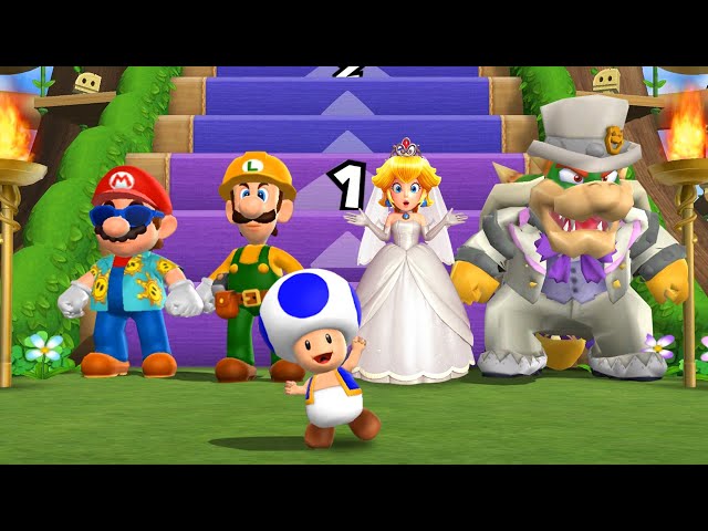 Mario Party 9 Step It Up - Mario Vs Luigi Vs Peach Vs Bowser Wedding (Hardest Difficulty)