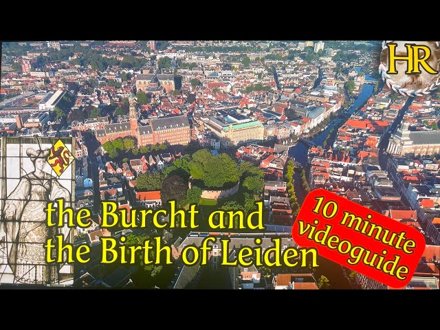 Drone around the Burcht explaining its history and that of the city (Leiden, the Netherlands)