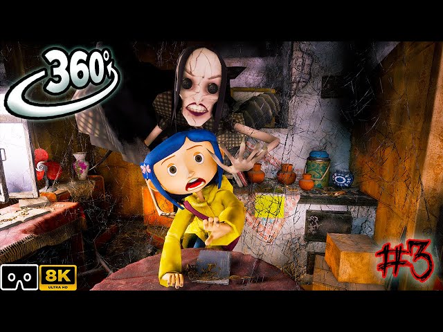 360° CORALINE - Other Mother's Spider Web House #3 - 360 VR Video Horror - Scary 8K Animation