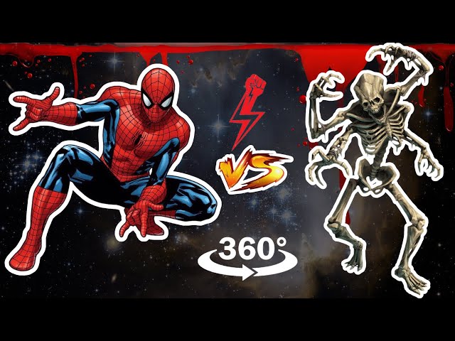 360°VR Insane battle of team Spiderman and team skeleton at the popular disco the strongest will win