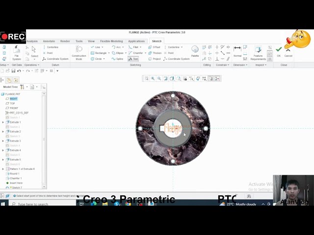 FLANGE HOLE & KEYWAY BY CREO 3 PARAMETRIC@AtanVlog