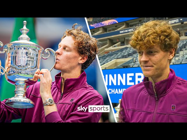 Jannik Sinner reacts to being crowned US Open champion 🏆🇮🇹