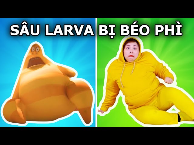 Sâu Vàng Larva Bị Béo Phì, Trông Ghê Quá! | Bắt Chước Hoạt Hình LARVA Cực Hài