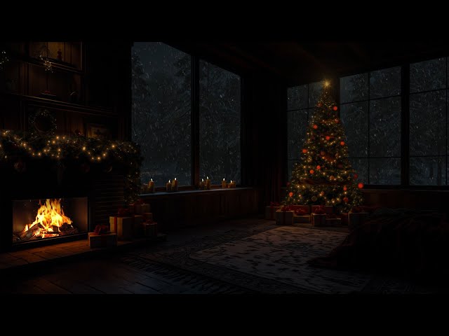 🔴 Drift into Deep Sleep in a COZY WINTER Cottage | Snowy Christmas Ambience🎄with Warm Fire, Snow