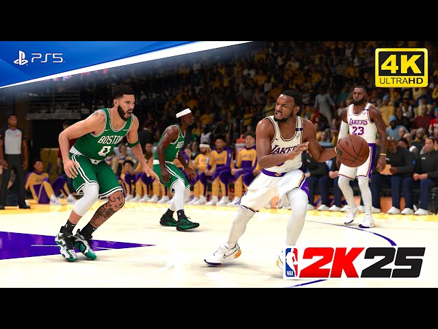 NBA 2K25 Official Full Gameplay - Celtics vs Lakers - Bronny James Jr. and LeBron James [PS5 4K60]