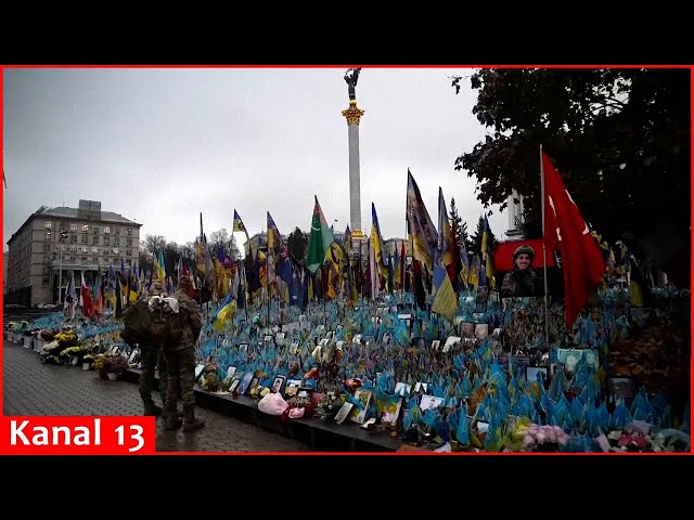 Makeshift memorial grows in Ukraine’s capital after 1,000 days of war