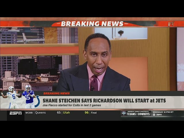 FIRST TAKE | Stephen A. reacts to Shane Steichen denies Flacco to start Anthony Richardson vs. Jets