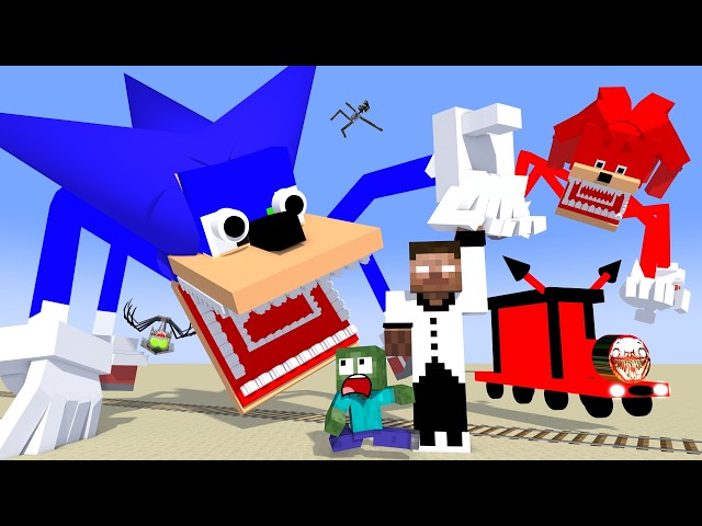 Cursed Shin Sonic meet Herobrine and Boss choo-choo train - Minecraft Animation