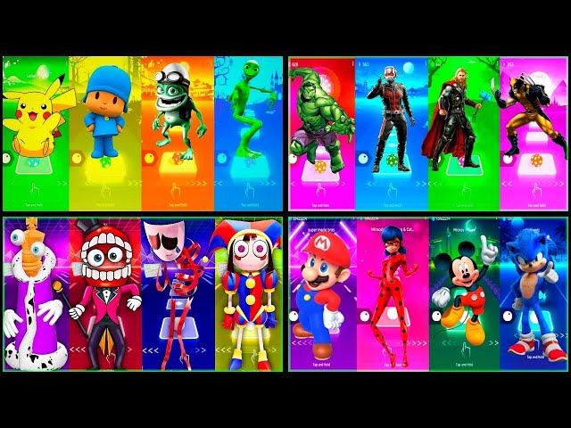 Tiles Hop EDM Rush_ Pikachu __ Pocoyo __ Crazy Frog __ Alien Dance __ Pomni x Jax __ Mario __ Sonic