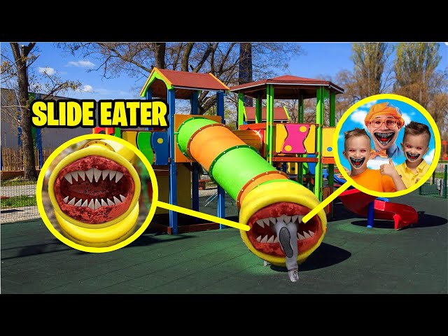 Drone Catches SLIDE EATER EATS Blippi, Vlad and Niki AT THE PLAYGROUND!!