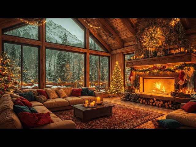 Relaxing Christmas Jazz Instrumental Music for Relieve Stress - Cozy Night in a Winter Snow Cabin 🎅🎄