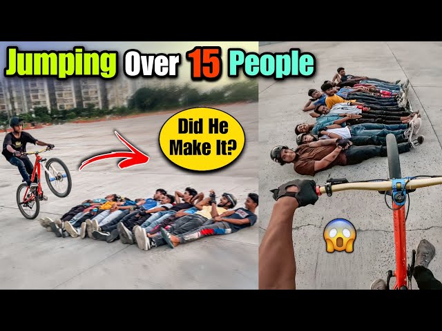 INSANE BUNNY HOP OVER 15 PEOPLE | Cycle Stunt Challenge