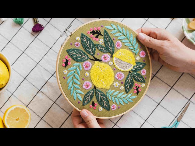 Lemon Embroidery Kit Hoop Club Tutorial