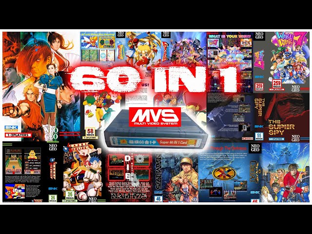 60 in 1 Neo Geo MVS China Cart Waku 7, Twinkle Star Sprites, Nam 1975, Super Spy & More!