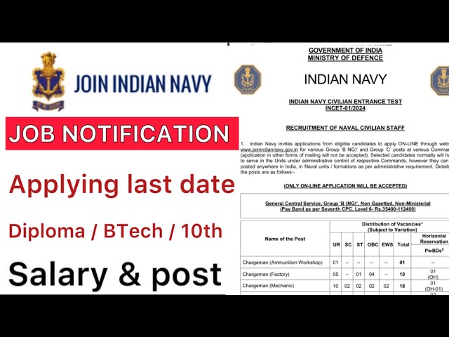 INDIAN NAVY JOB NOTIFICATION 2024 | INDIAN NAVY APPLYING DATE & QUALIFICATION