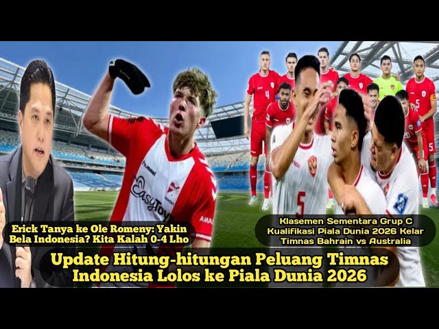 Update Hitung-hitungan Peluang Timnas Indonesia Lolos ke Piala Dunia 2026| Erick Tanya ke Ole Romeny