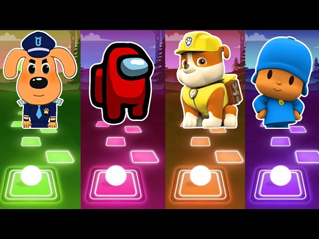 Sheriff Labrador 🆚 Among Us 🆚 Rubble 🆚 Pocoyo - Tiles Hop: EDM Rush!