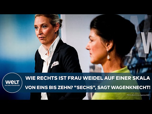 TV-DUELL: Wie rechts ist Frau Weidel auf einer Skala von eins bis zehn? "Sechs", sagt Wagenknecht