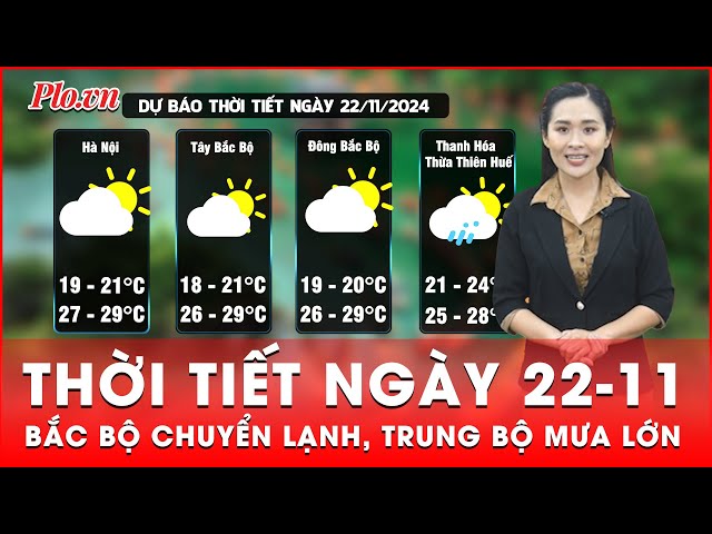 Thời tiết ngày 22-11: Bắc bộ trời chuyển lạnh, khu vực Trung Bộ có mưa lớn | Tin nhanh