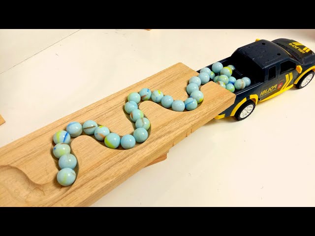 Marble Run ASMR Race ☆ HABA Slope & Dump Truck Excavator Ambulance Forklift Garbage Truck Tractors