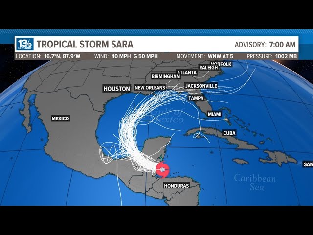 Tropical Storm Sara to make landfall in Belize Sunday