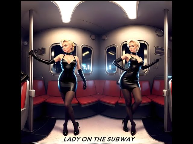 Lady on a subway train to beach 360 VR