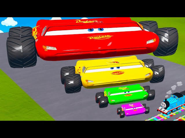 Big & Small McQueen vs Chick Hicks vs Tow Mater vs King Dinoco vs Duch Hudson - BeamNG.Drive #live