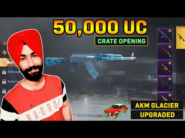 PUBG MOBILE | 50,000 UC CRATE OPENING | AKM GLACIER UPGRADED | LUCKY SPIN