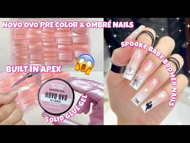 TRYING NOVO OVO NEW PRE COLOR & OMBRÉ DESIGN INSTANT APEX FULL COVER NAIL TIPS FROM AMAZON