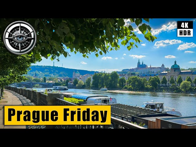 Prague Friday Walking Tour: Pařížská street, Old Town Square 🇨🇿 Czech Republic 4k HDR ASMR