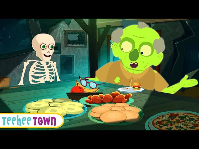 Zombie Family At Dinner 🧟‍♂️ Spooky Scary Skeleton  Song By Teehee Town