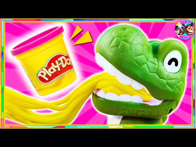 🦖 DINOSAURIO de PLAY DOH 🌈  ¡Jugamos con PLASTILINA de COLORES!