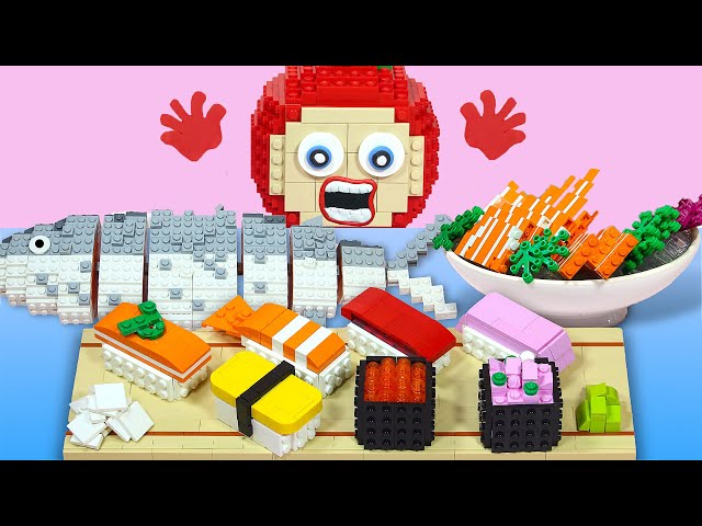 Asmr Sushi & Sashimi Platter Mukbang ||  Lego Eating  Stop Motion