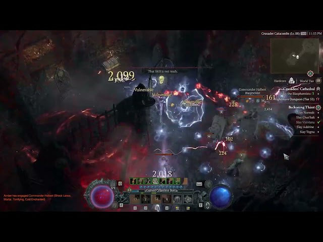 Ball Lightning Sorc (88) vs  NM 55, Diablo IV Hardcore Season 2