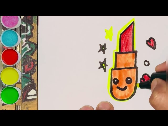 How to Draw a Cute Lipstick for Kids and Toddlers | step-by-step easy drawing ￼