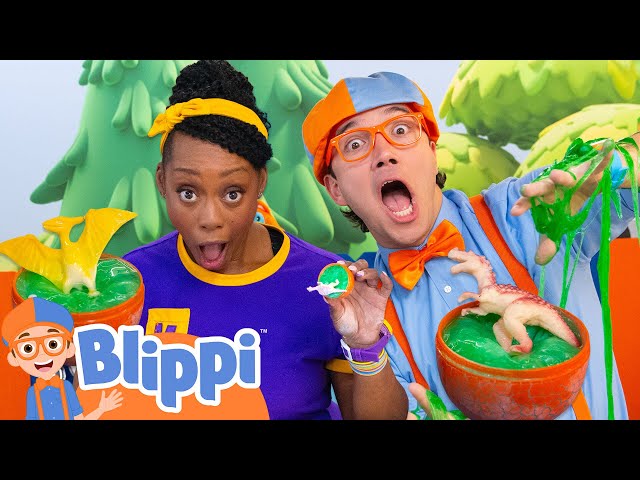 Blippi's Spooky Dino Egg Game for Halloween! - Blippi's Playdate | Educational Videos for Kids