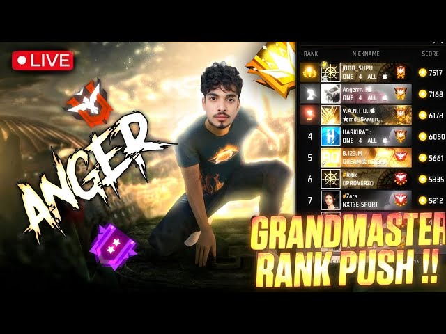 LIVE Free Fire Rank Push to Top 1 | Road to Grandmaster 💖🔥 #freefire #angerrr #live #shortsfeed