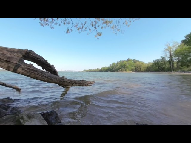 3d moment of meditation in a cove by the riverside