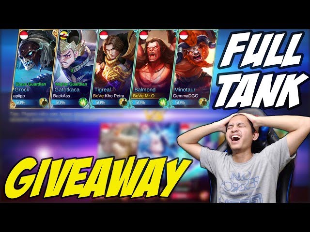 SQUAD YOUTUBER FULL TANKER ! GIVEAWAY SKINS - Mobile Legends Indonesia