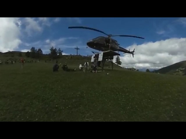 360 View of World Record Helicopter Lift on Shoulders in Austria