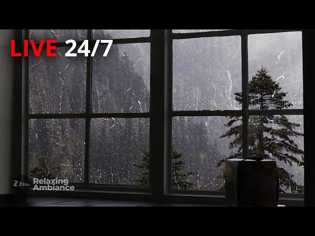 🔴Rain Sound On Window with Thunder SoundsㅣHeavy Rain for Sleep, Study and Relaxation, Meditation