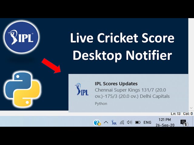 Python Mini projects : Live Cricket score desktop notifier using python | AK |