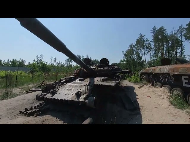 Destroyed russian tanks. VR 180° 3D