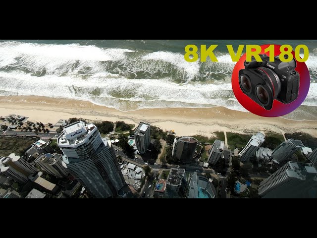 8K VR180 70KM OF BEACHES from 300m+ up. Surfers Paradise, Gold Coast 3D (Travel/Nature/ASMR/Music)