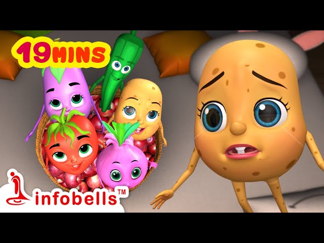 குறும்புக்கார காய்கறி ஐந்து, கட்டில் மேலே உருண்டது | Tamil Rhymes for Children | Infobells