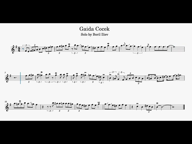 JONY ILIEV - GAIDA COCEK (BORIL ILIEV SOLO, Eb-TRANSCRIPTION)