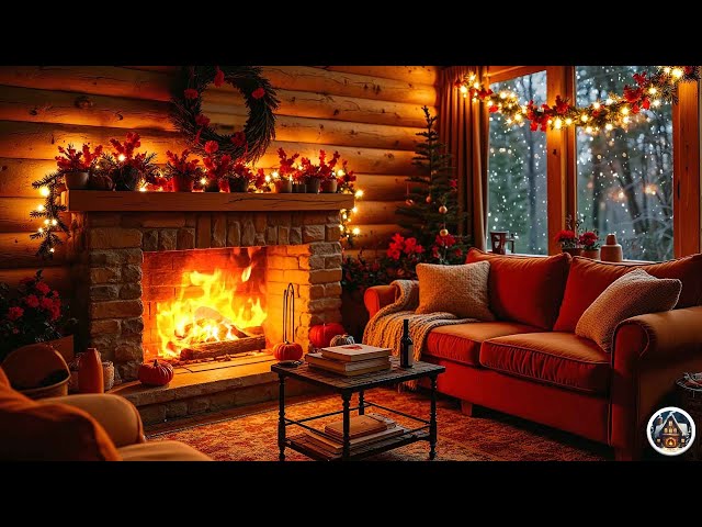 Smooth Jazz Instrumental Music and Fireplace Sounds in Cozy Reading Nook - Jazz Music for Relaxation