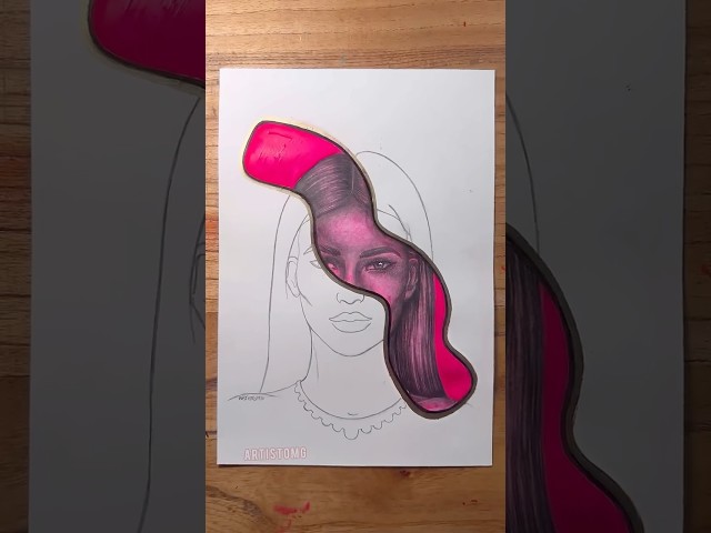 Stained Art with Pink! 💞 || Drawing with Realism Technique! ✍️✨ #shortsart