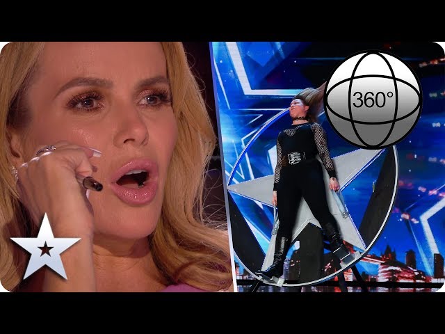 Feel the SUSPENSE in this 360 view of Simon and David's DARING knife-throwing stunt! | BGT 2020