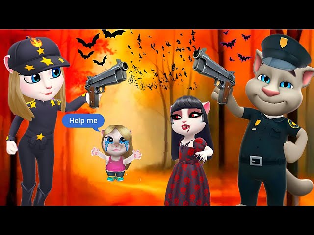 My talking angela 2 and my talking tom 2 Can the police save the girl from the vampire? Angela 😈🦇